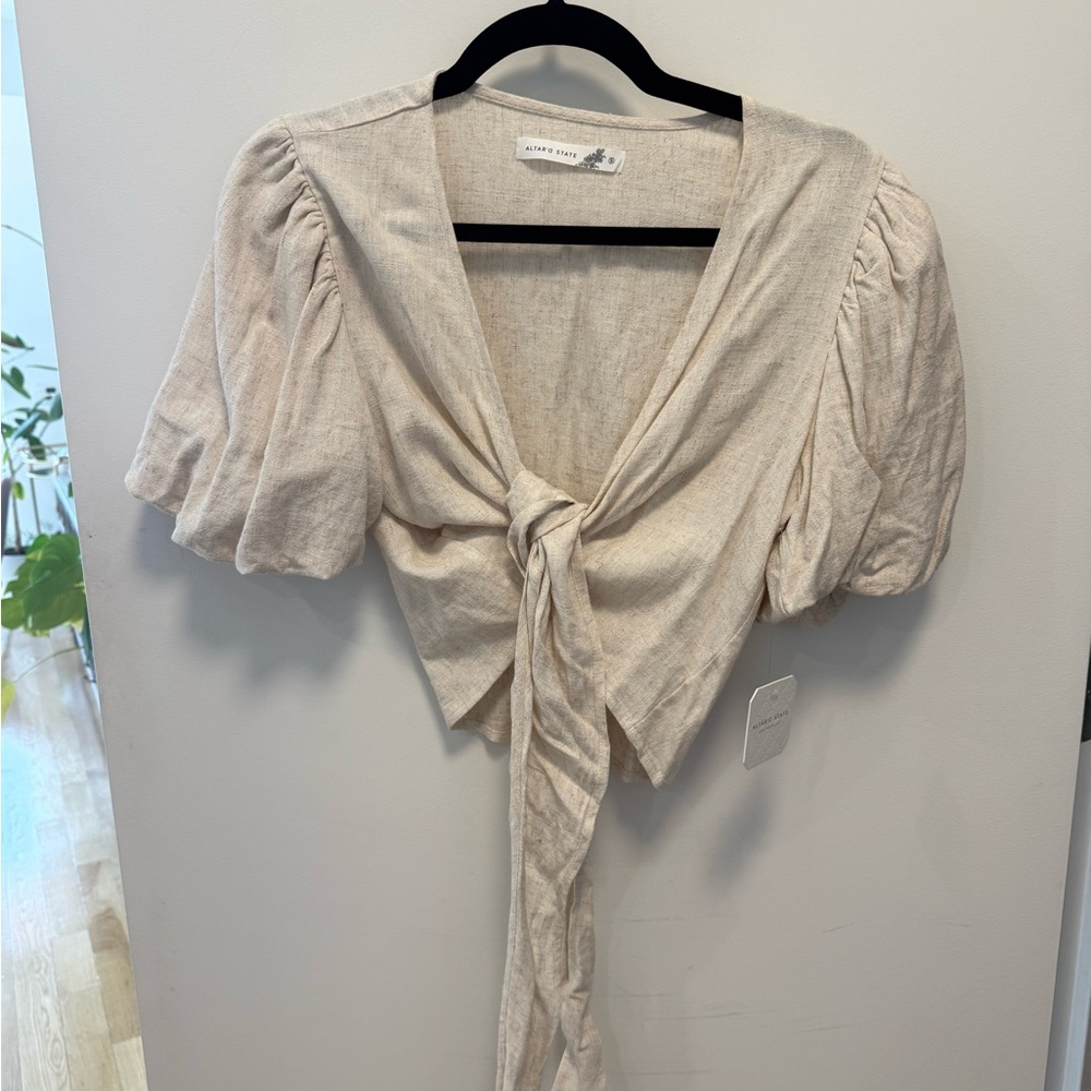 Altar'd State Cream Skirt and Tie Top Set - Picture 3 of 7
